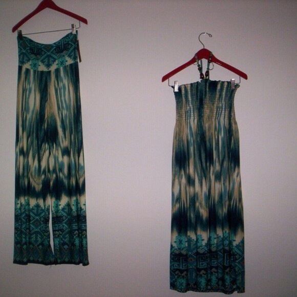 Jon & Anna Small Summer South of the Border Smocked Halter Beaded Tie Sundress - Picture 9 of 10